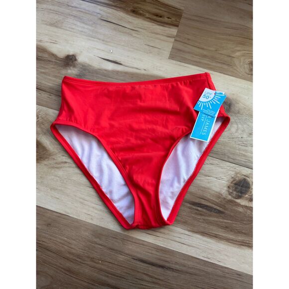 NWT Draper James Solid Basic High Waisted Red Bikini Bottom Size Small - Picture 1 of 5
